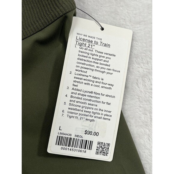 NEW Lululemon XXL‎ Green License to Train Tight Men's Tight Fit 21" - Picture 7 of 16